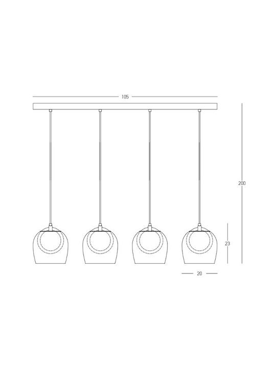 Zambelis Lights Pendant Light Multicolour Rail 105x200x200cm