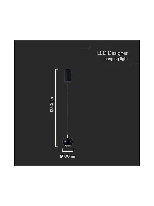 V-TAC Pendant Light Black 100cm