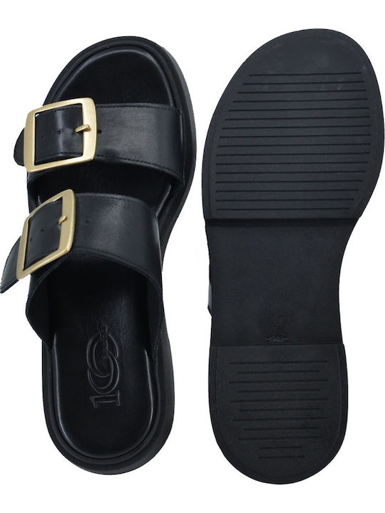 Sandale Casual Damă Flatforme Din Piele Negre