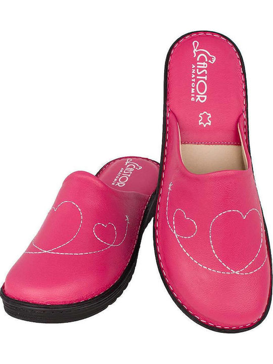 Anatomical Leather Women's Slippers Fuchsia