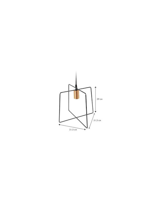 Double Square Κρεμαστό Φωτιστικό Μαύρο με Ντουί E27 31.5εκ.