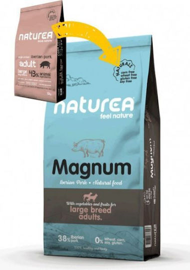 Naturea Naturals Magnum 12kg Trockenfutter ohne Gluten für erwachsene Hunde großer Rassen mit Schweinefleisch Iberisches Schweinefleisch