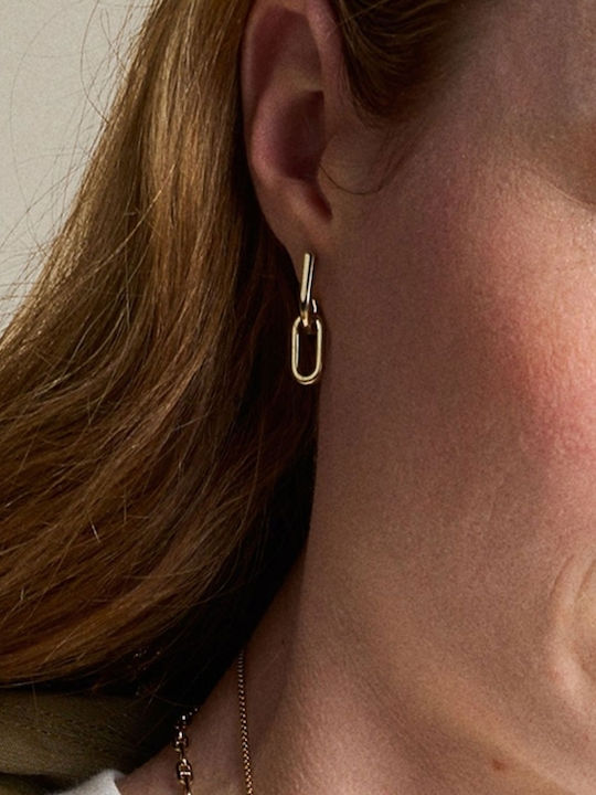 Fossil Earrings Hoops made of Steel Gold Plated