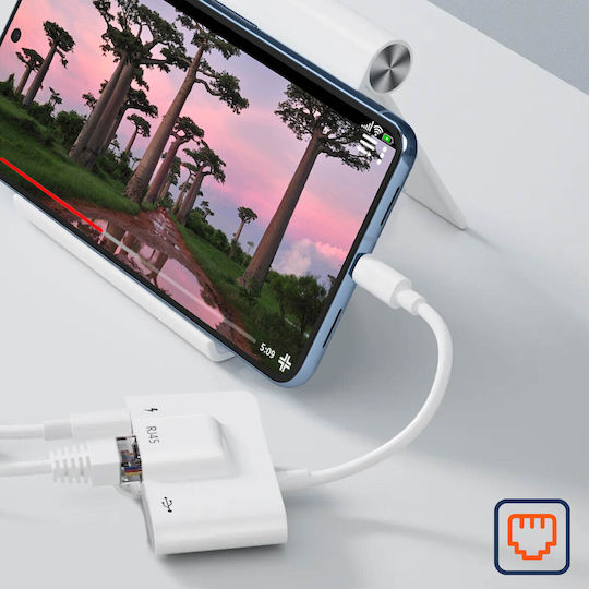 Usb-c To Ethernet Usb Usb-c Compact Plug Play Adapter White