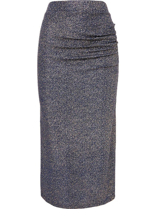Молив С висока талия Midi Пола Blue Navy