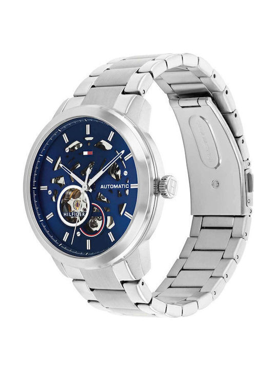 Tommy Hilfiger Henry Men's Watch 43mm Chronograph Automatic with Silver Metal Bracelet