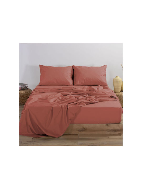 Nef-Nef Homeware Basic Kissenbezug-Set mit Umschlagumschlag Terracotta 52x72cm.