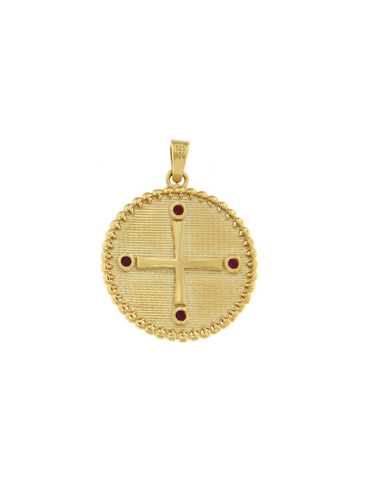 Kontopoulos Charm Amulet Constantine from Gold 9 K with Zircon