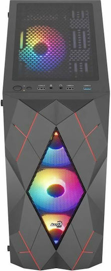 Volcan Gaming Midi Tower Computer Case with RGB Lighting Black