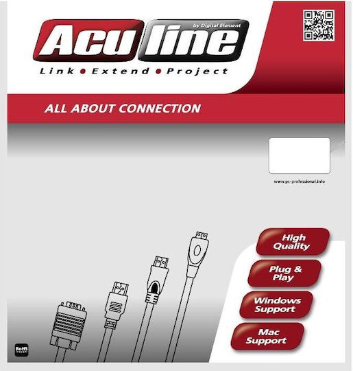 Aculine Кабел VGA мъжки - VGA мъжки Черен 20м (SVGA-005)