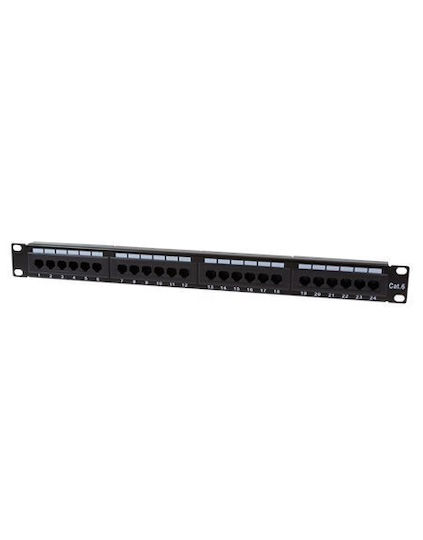 LogiLink Patch Panel Unshielded για Rack 1U 19" 24 Θυρών cat6 Μαύρο