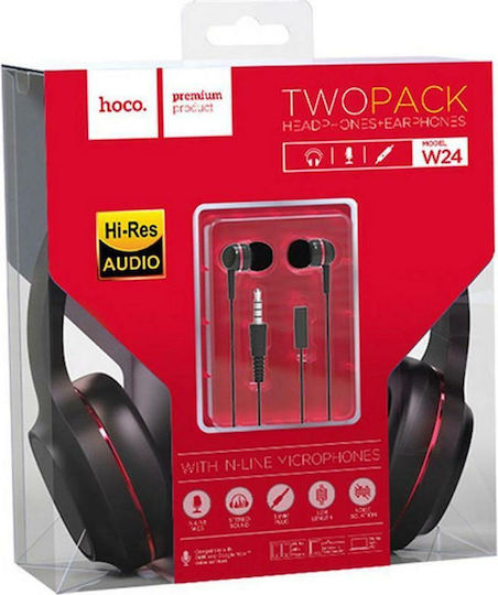 Hoco W19 Жични On Ear Слушалки Червени