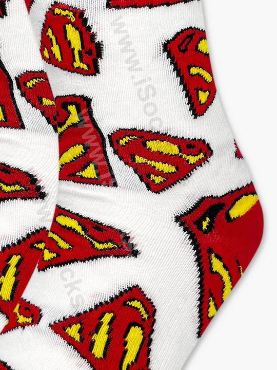 Dc памучни чорапи с дизайн на Супермен - бели