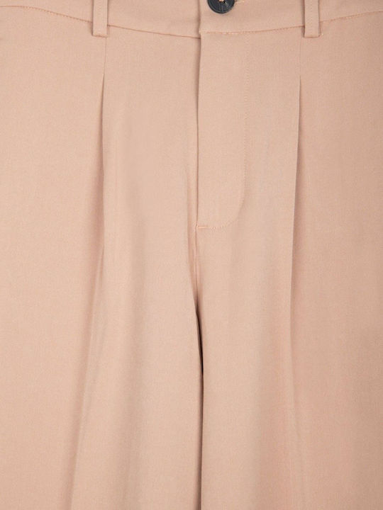 Women's Fabric Trousers with Rubber Band Beige