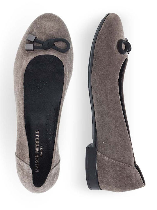 Leder Damen Ballerinas Grau