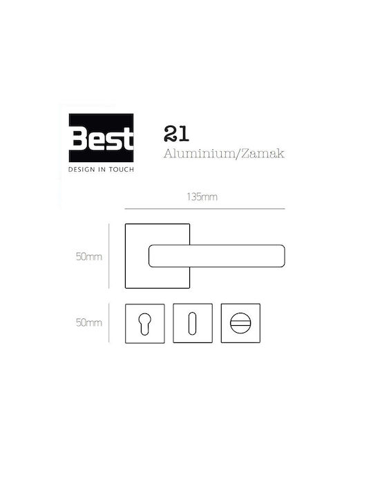 Best Design Lever Front Door with Plate Left (Center Distance 135mm) Sahara