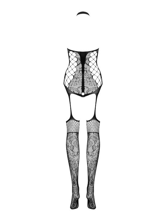 Obsessive Sexy Bodystockings Gittermuster mit Offenem Schritt Schwarz
