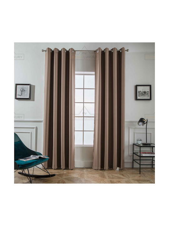 Homeone Curtain with Grommet Brown 140x265cm