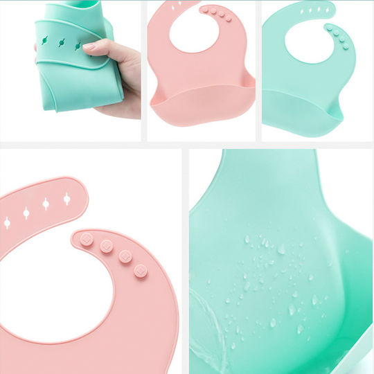 Baby Donkey Wasserdicht Lätzchen Silikon mit Tasche Rosa