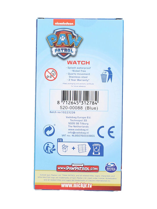 Paw Patrol Kinder-Analoguhr mit Kautschuk/Plastikarmband Blau