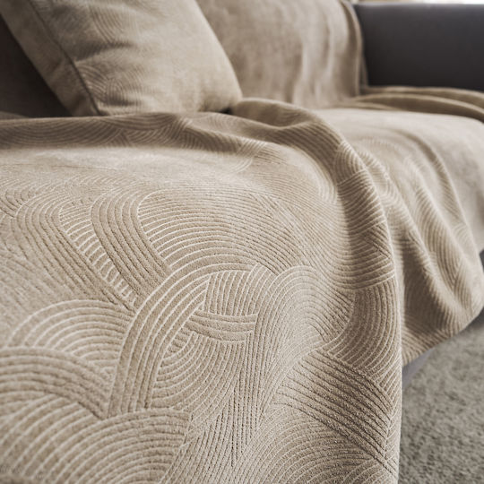 Gofis Home Nimbus Three-Seater Sofa Throw Jacquard 180x310cm Warm Beige 447/39