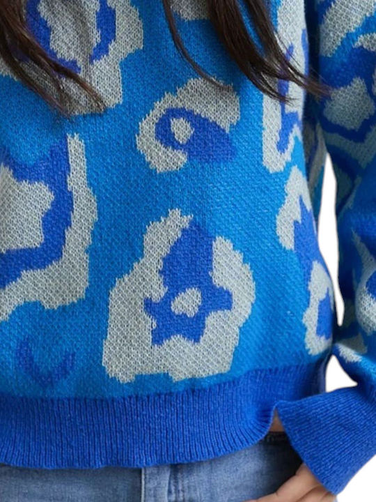Γυναικείο Μακρυμάνικο Πουλόβερ Floral Blue