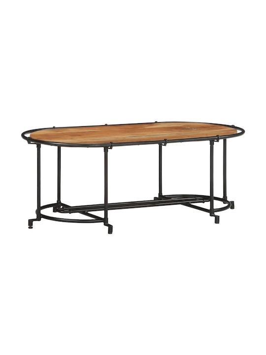 Oval Central Coffee Table from Solid Wood Brown M110xW55xH40cm