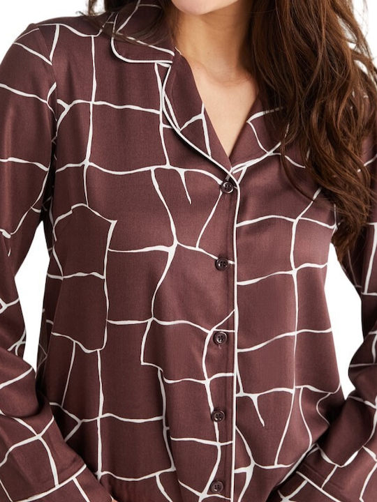 Penye Mood Winter Damen Pyjama-Set Braun