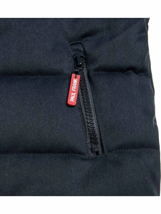 Kids Quilted Short Jacket with Hood Navy Blue