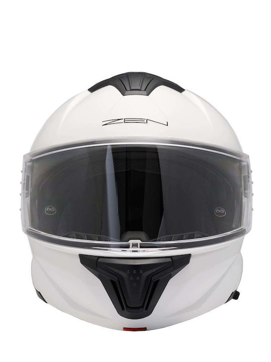 ZN-918 White Motorcycle Helmet Flip-Up ECE 22.06 1650gr with Sunvisor