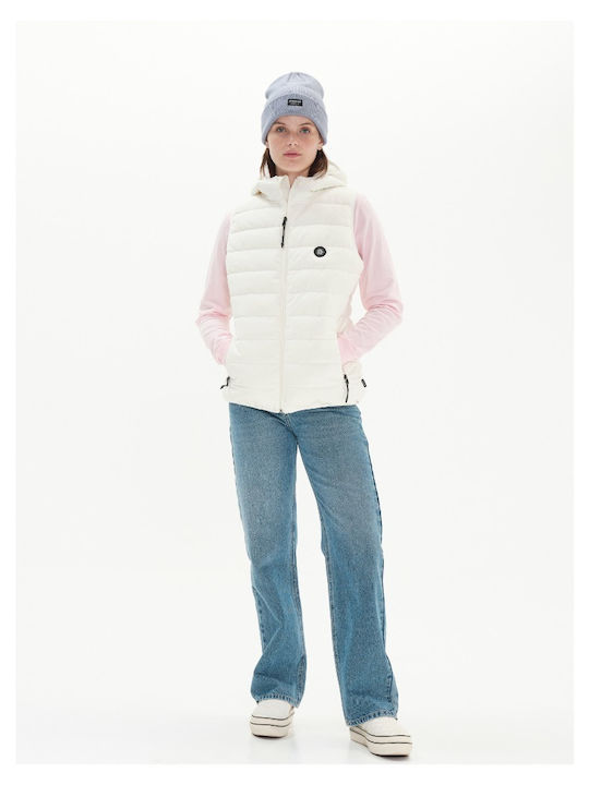Women's Short Puffer Jacket for Winter with Hood White