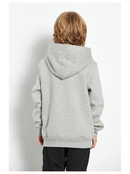 Fleece Kids Sweatshirt with Hood and Pockets Grey melange