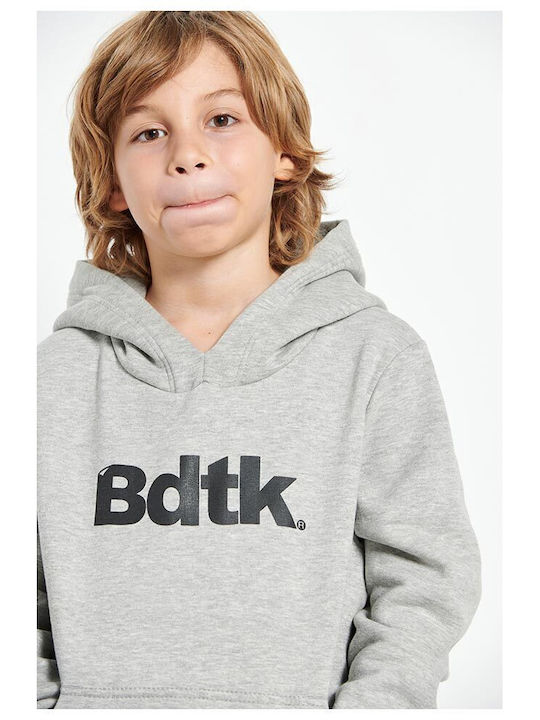 Fleece Kids Sweatshirt with Hood and Pockets Grey melange