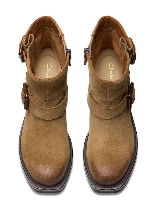 Buckle Suede Γυναικεία Μποτάκια Καφέ