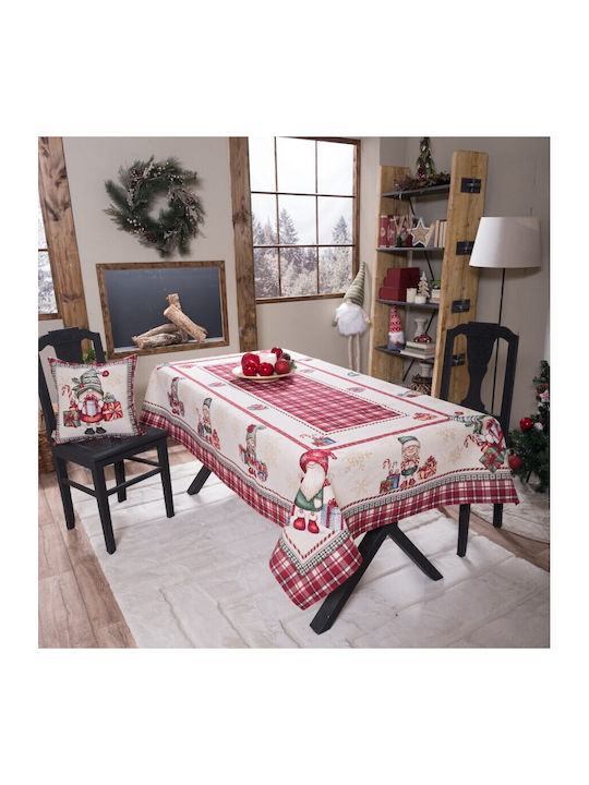 Teoran Christmas Tablecloth Fabric White L140xW220cm.