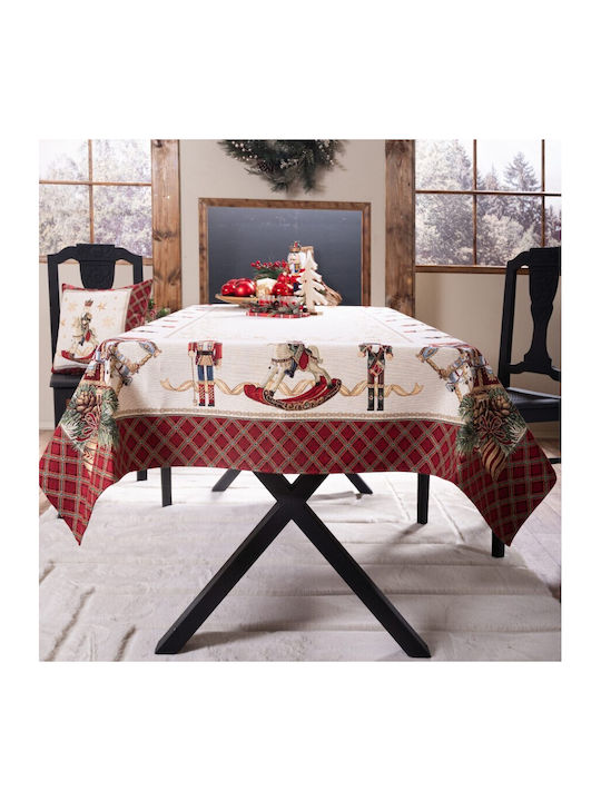 Teoran Christmas Tablecloth Fabric White L140xW140cm.