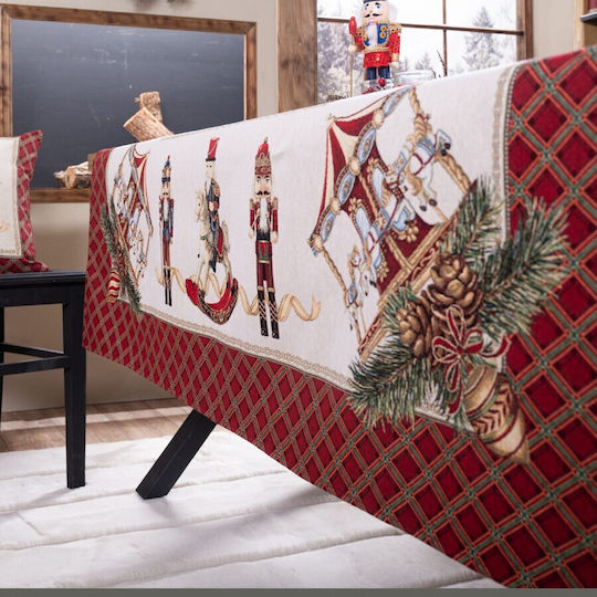 Teoran Christmas Tablecloth Fabric White L140xW140cm.