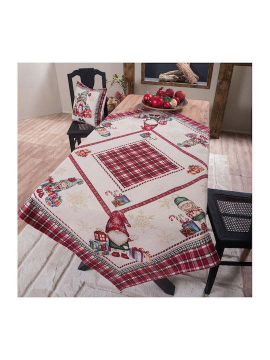 Teoran Weihnachtlich Tischtuch Stoff Weiß L140xB220cm.