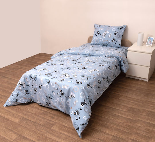 Viopros Бебешка кувертюра Двулицево Памук Син 120x160см