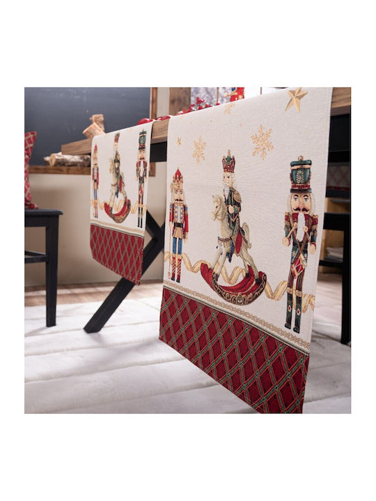Teoran Christmas Tablecloth Runner Fabric White L45xW140cm.