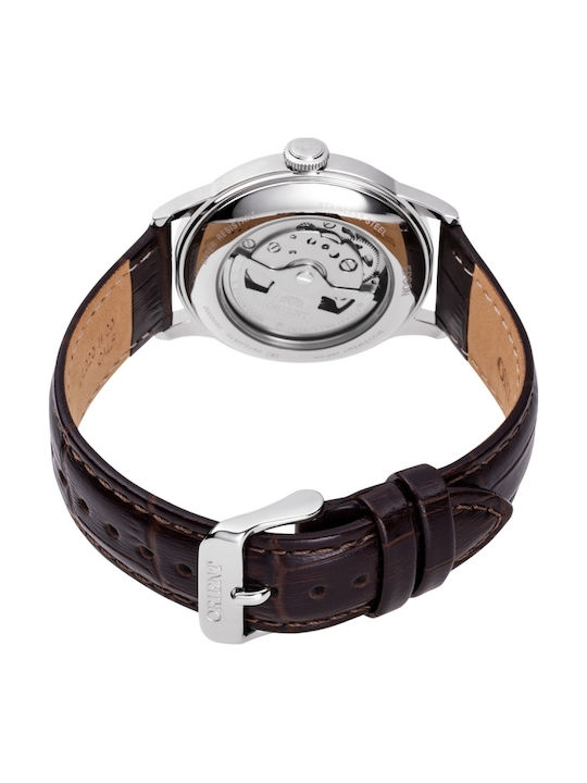 Orient Bambino Ceas Bărbați 38mm Automat Cu Curea Din Piele Maro