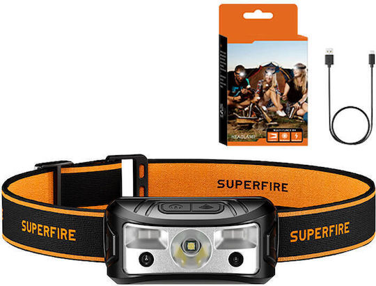 Superfire Lanternă cu Bliț Reîncărcabilă de Tip Cască LED IP44 cu Luminozitate Maximă 120lm Superfire