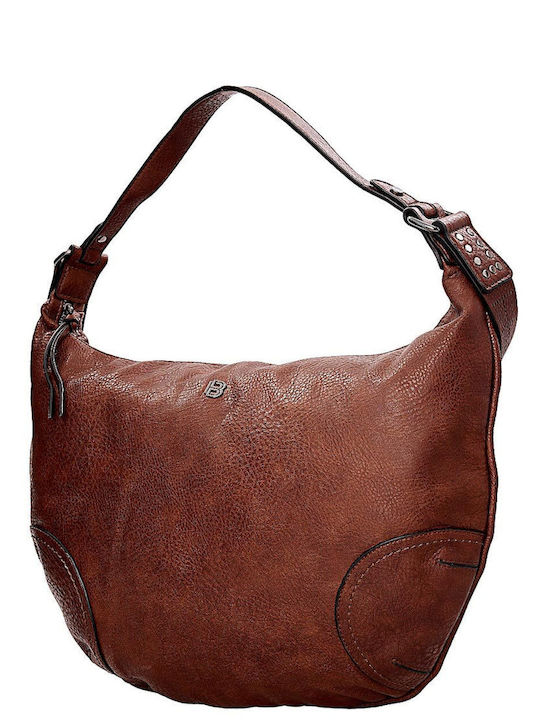 Faux Leather Hobo Shoulder Bag Brown