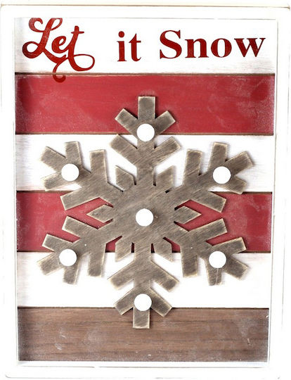 TnS Beleuchtet Weihnachtliche Holz Figur Rahmen Beige Rahmen Beige Höhe 35.5cm Schneeflocke