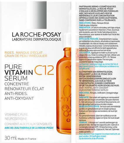 La Roche Posay Pure Vitamin C12 Anti-aging Serum Face with Vitamin C & Salicylic Acid for Detoxification & Radiance 30ml