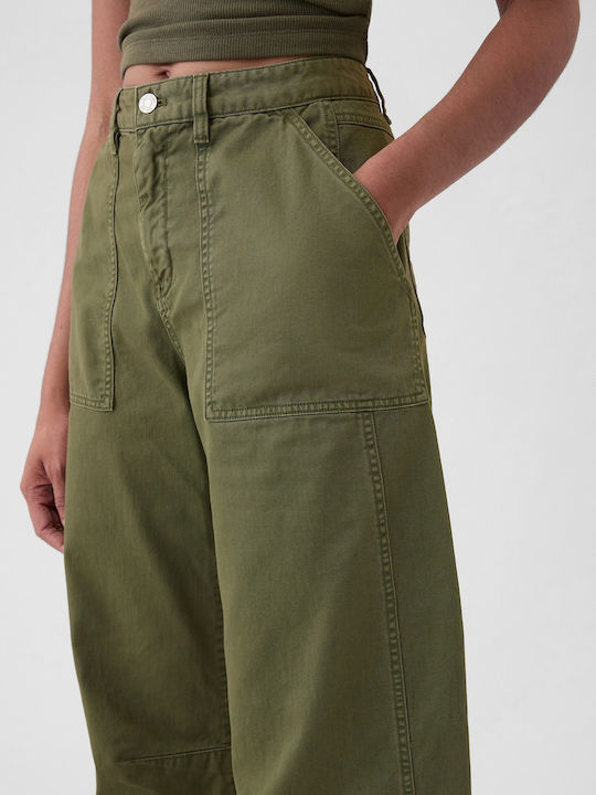 Women's Fabric Trousers Olive Green