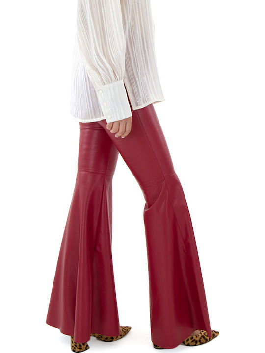 Women's Fabric Trousers Flared Red