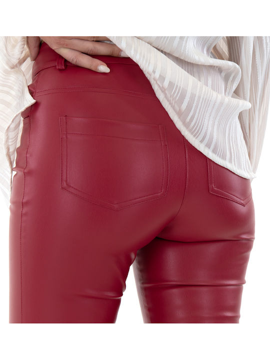 Women's Fabric Trousers Flared Red