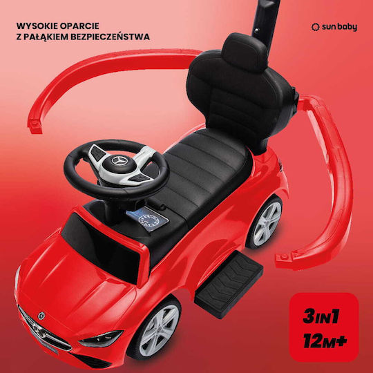 Sun Baby Mercedes C-Class Αυτοκινητάκι Ride On με Χειρολαβή για 12+ μηνών Κόκκινο