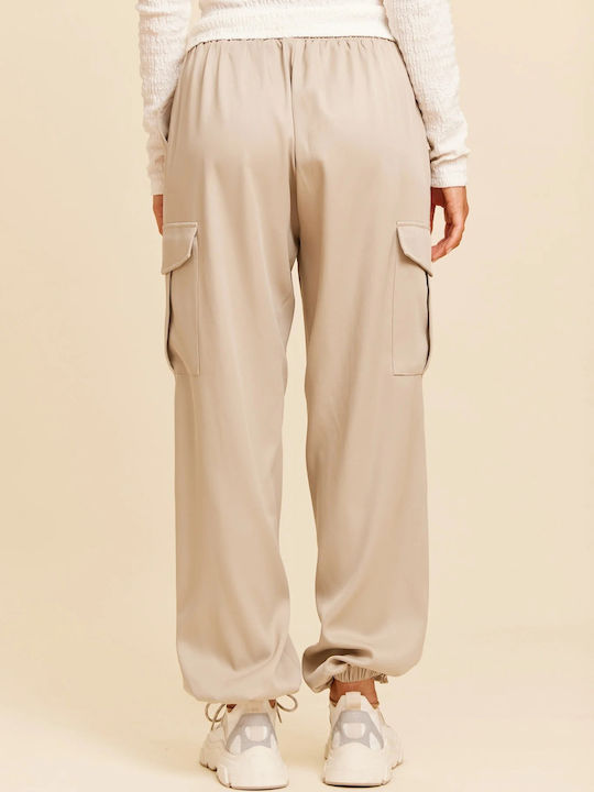 Dama Tesatura Pantaloni Cargo Bej